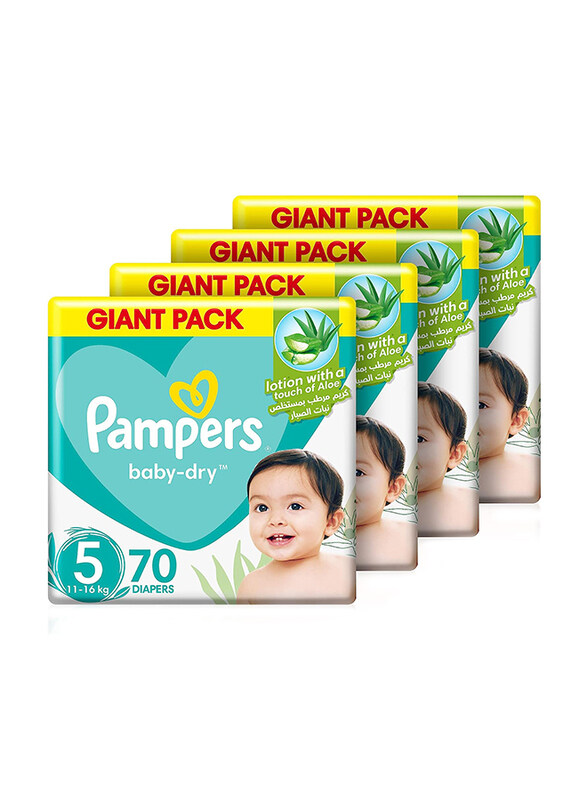 

Pampers Baby-Dry Diapers with Aloe Vera Lotion & Leakage Protection, Size 5, 11-16 kg, 280 Count