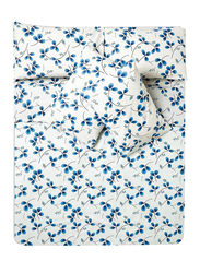 Aceir 6-Piece Cotton Duvet Cover Set, 200 x 230cm, Double, White/Blue