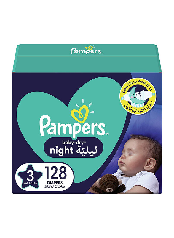 

Pampers Baby-Dry Extra Sleep Protection Night Diapers, Size 3, 7-11 kg, 128 Count