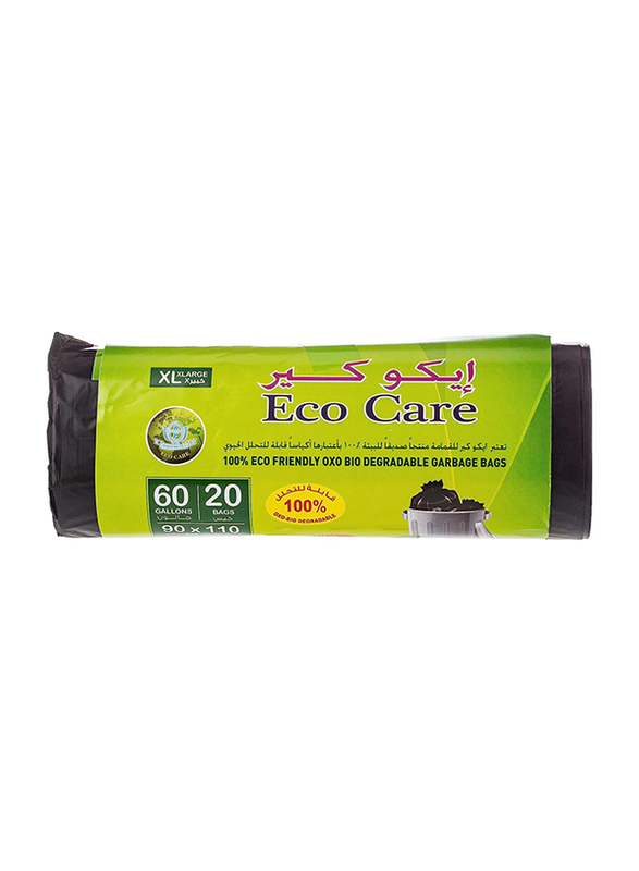 Eco Care Black Garbage Bag Roll, 90 x 110cm, 60 Gallons, 20 Piece