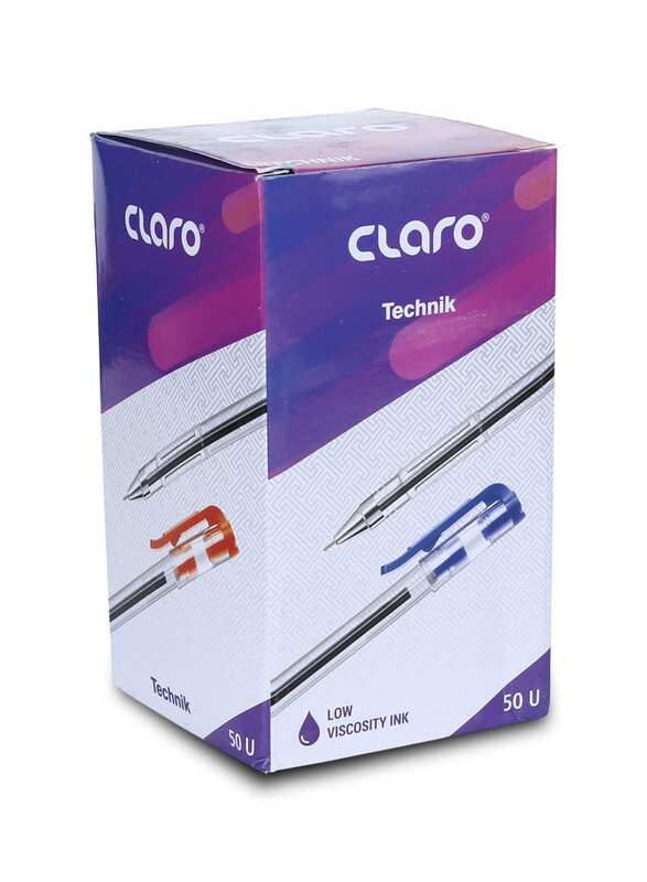 Claro Mx-Technik Regular Ball Pen, 0.7mm, Lightweight Ball Pens for Pressure Free and Fine Writing Pens with Comfortable Grip for School and Office Use, 50-Piece/Box, Blue
