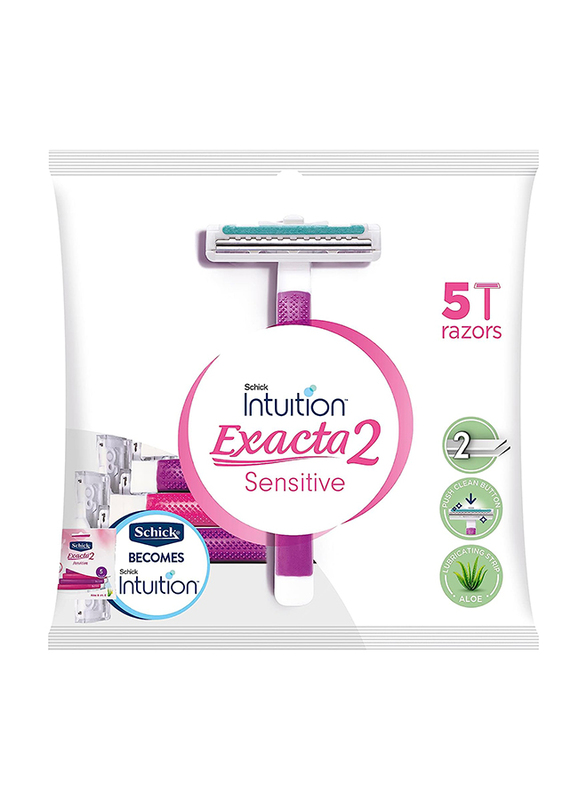 Schick Intuition Exacta2 Sensitive Disposable Razor, 5 Pieces