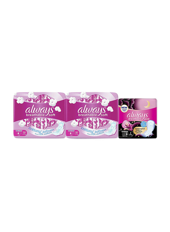 

Always Breathable Soft double pack with Cotton Soft Dreams Thick sanitary pad, 1 Pack