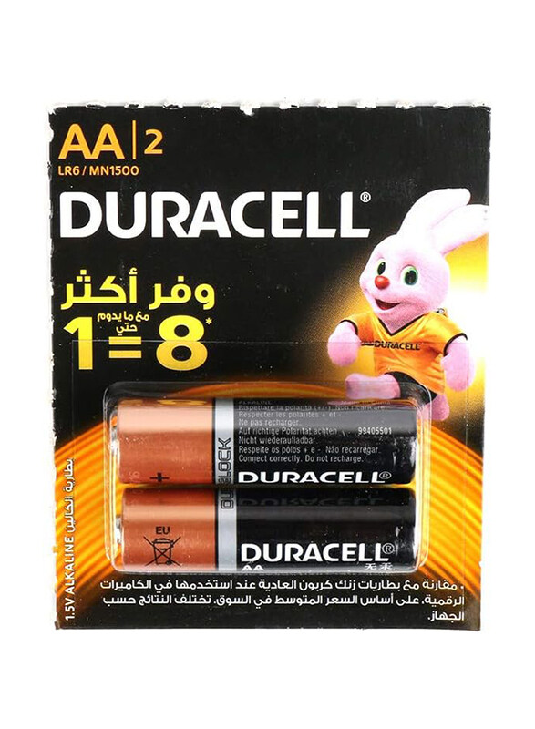 

Duracell AA Alkaline Batteries, MN1500, 2 Piece, Black/Brown