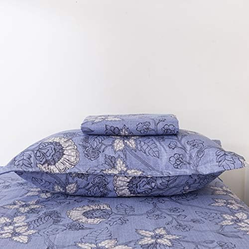 Aceir 2-Piece Wild Yonder Microfiber Printed Bedsheet Set, Double, Blue