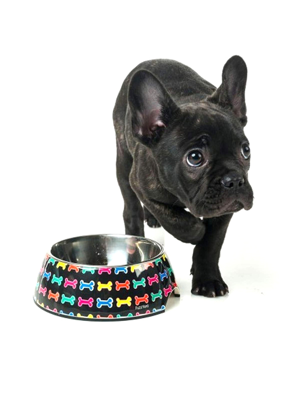 FuzzYard Jelly Bones Melamine Dog Bowl, Small, Multicolour