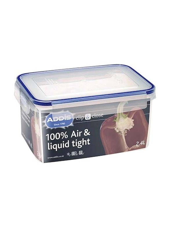 Addis Clip & Close Rectangle Food Container, 2.4L, Clear