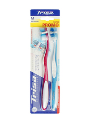 Trisa Perfect White Duo Toothbrush, Medium, 2 Pieces