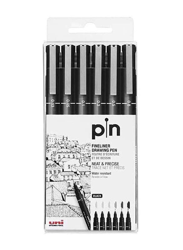 

Uniball 6-Piece Fineliner Pen Set, Black