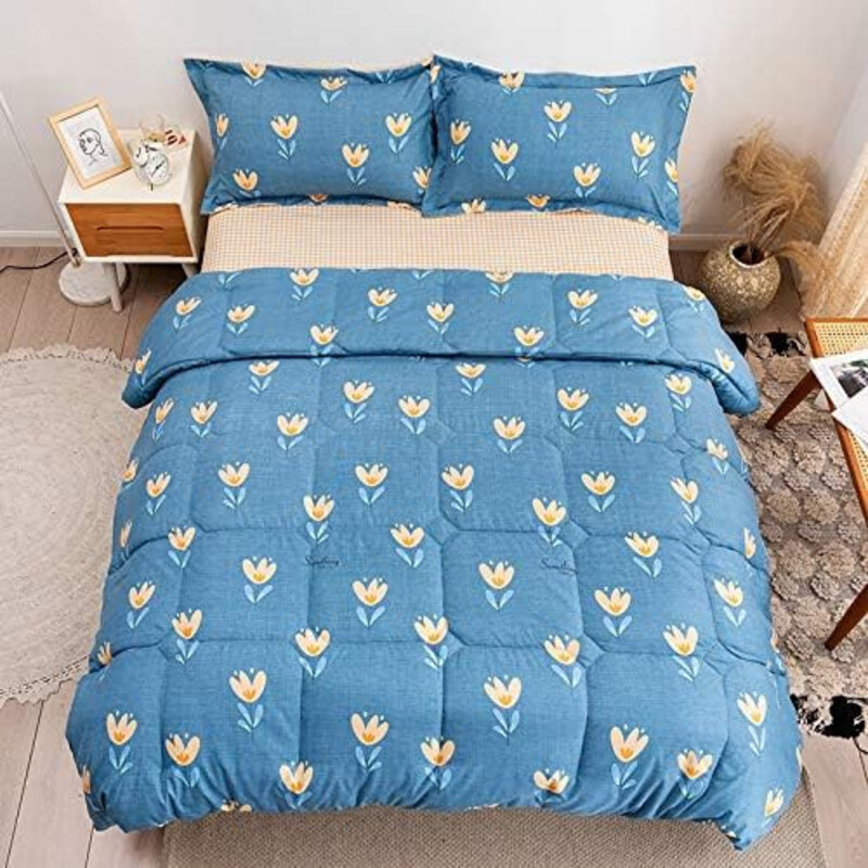 

Aceir 4-Piece Microfiber Comforter Set, King, 220 x 240cm, Blue