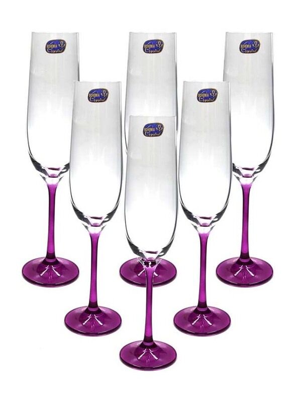 

Bohemia 6-Piece 190ml Flute Glass, d4834, Purple