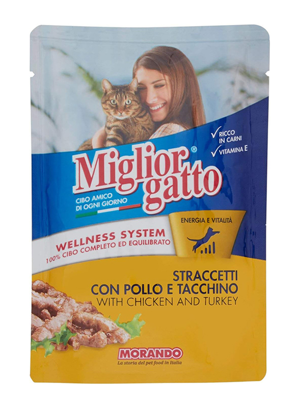 Miglior Gatto Chicken and Turkey Strips Cats Wet Food, 100g