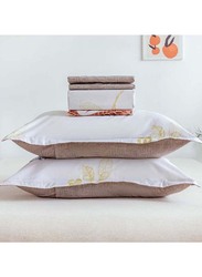 Aceir 4-Piece Microfibre Almond Duvet Cover Set, 1 Duvet Cover + 1 Fitted Sheet + 2 Pillow Covers, Single, Multicolour