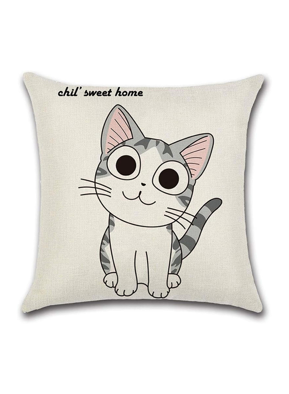 ACEIR 45 x 45cm Kitten Printed Cotton Blend Cushion Cover, Multicolour