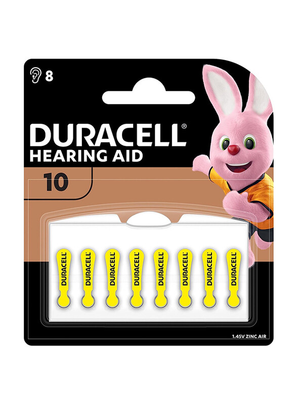 

Duracell Type 10 Zinc Air Hearing Aid Batteries, 8 Piece, Yellow