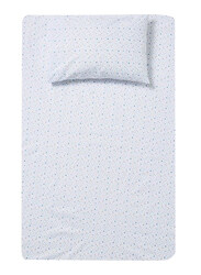 Aceir 2-Piece 180 TC Premium Collection Star Printed Cotton Bedsheet Set, 1 Bedsheet + 1 Pillow Case, Single, Blue/White/Grey