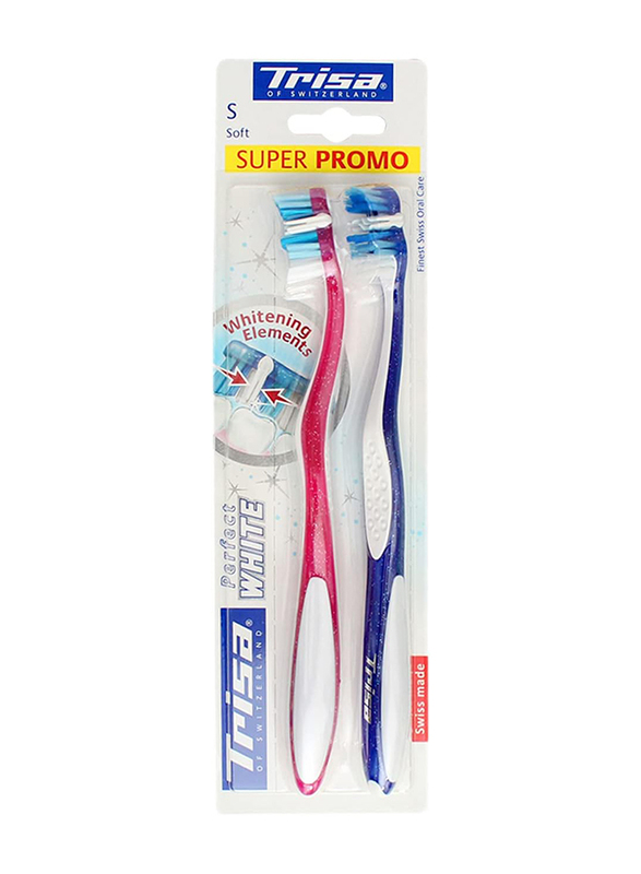 Trisa Perfect White Duo Toothbrush, Soft, 2 Pieces