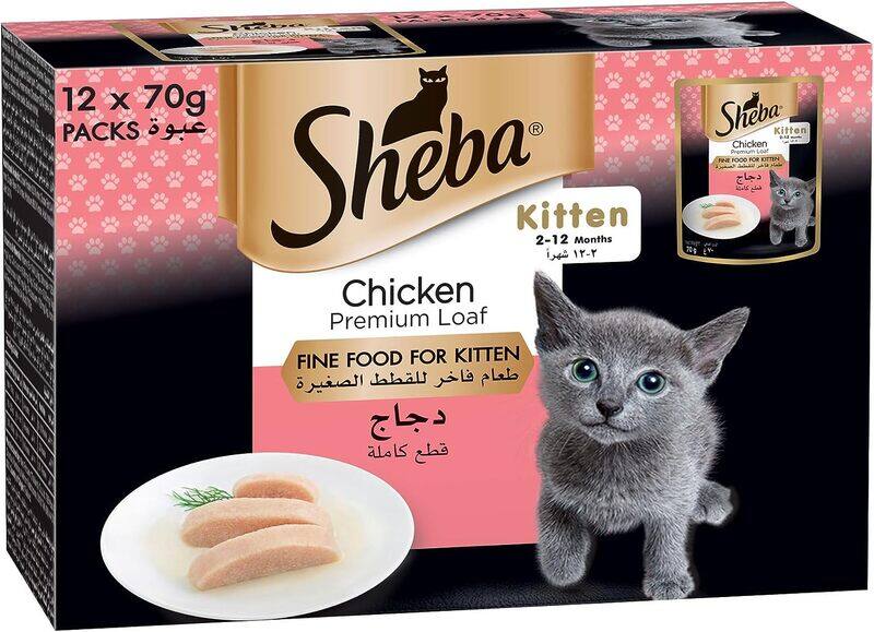 

Sheba Premium Loaf Chicken, Kitten Food with Real Chicken Taste, Essential Vitamins Complementing Kittens’ Diet, This Sheba Wet Food is Made with Loaf