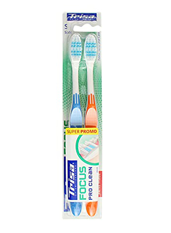 Trisa Focus Pro Clean Soft Toothbrush, 2 Pieces