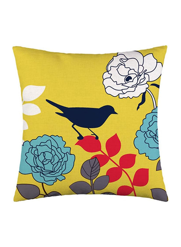 ACEIR 45 x 45cm Bird On The Plant Printed Cotton Blend Cushion Cover, Multicolour