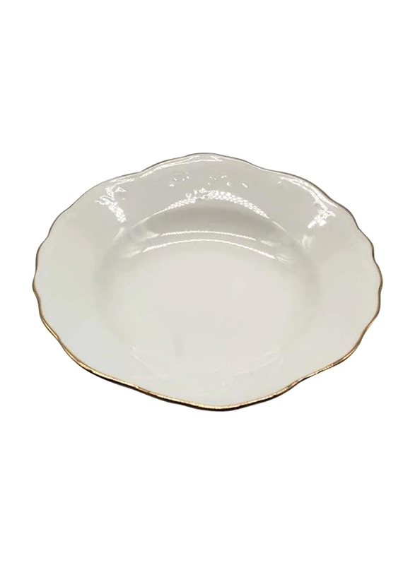 L.T.R 9-inch Ceramic Oval Elegant Soup Plate, White
