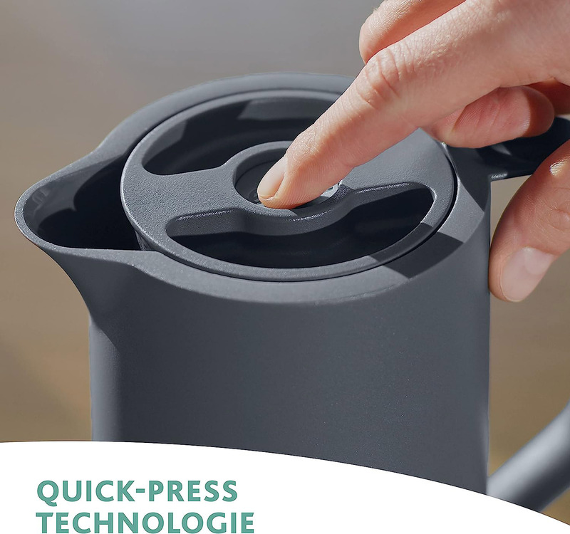 Emsa 1.0 Ltr Motiva Quick Press Flask, Grey