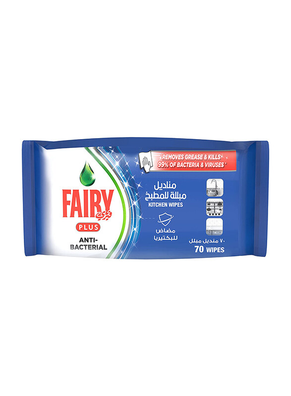 

Fairy Kitchen Wipes with Alternative Power to Bleach for Dishes & Kitchen Surfaces Antibacterial, 70 Sheets