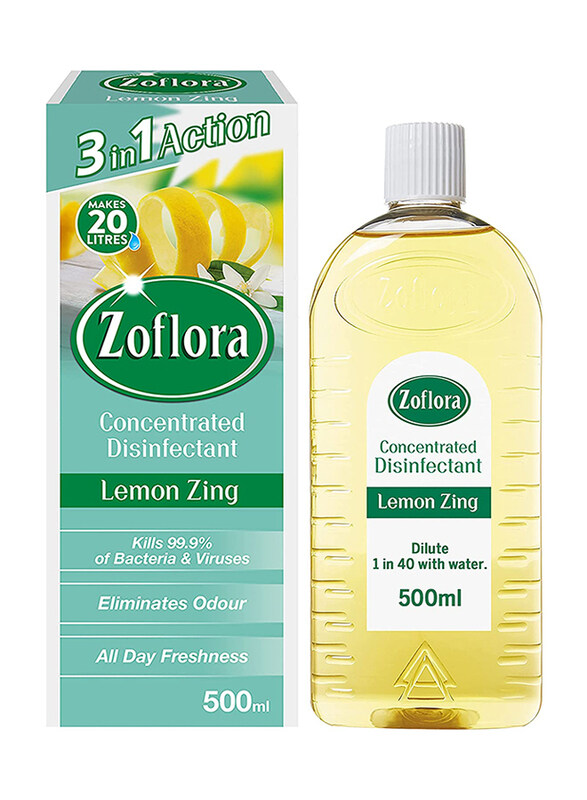 

Zoflora 3 in 1 Multipurpose Lemon Zing Concentrated Disinfectant Cleaner, 500ml