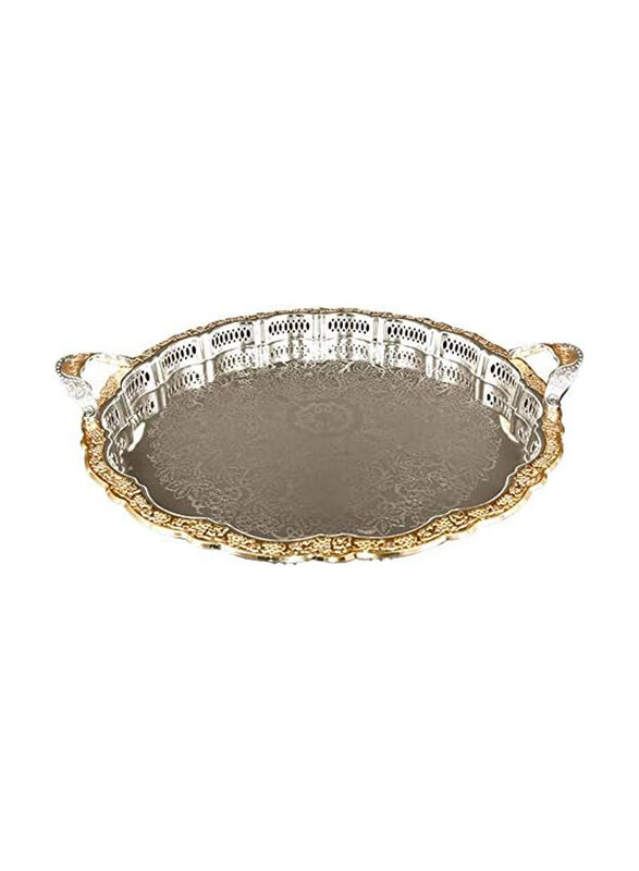 

Kingsville Round Silver Plated Tray, Silver/Gold