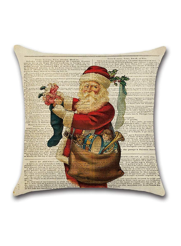 ACEIR 45 x 45cm Santa Printed Cotton Blend Cushion Cover, Multicolour