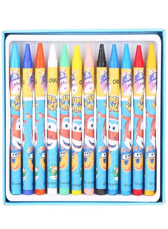 Deli 12-Colors Superwing Wax Crayon, Multicolour