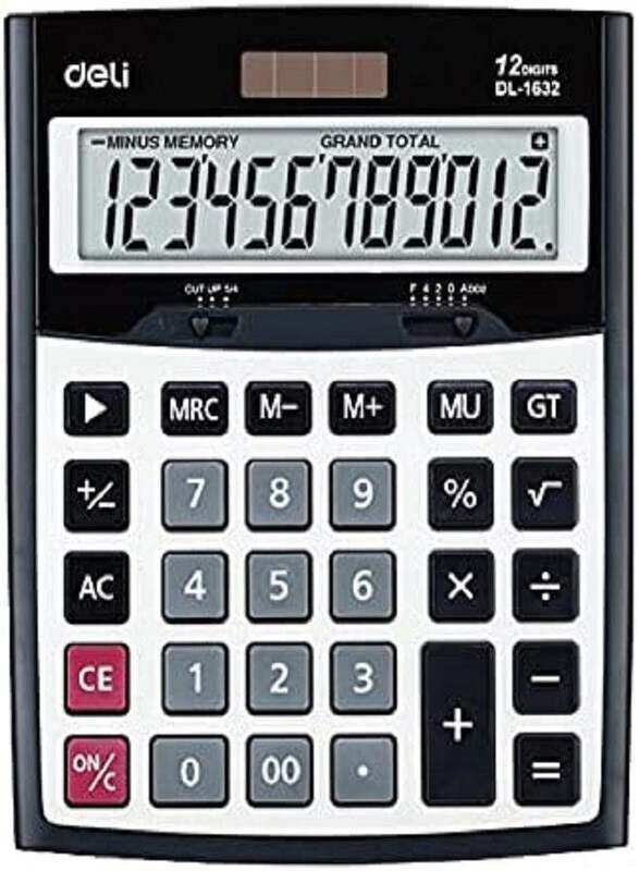 

Deli 12-Digits Dual Power Calculator, Dark Grey