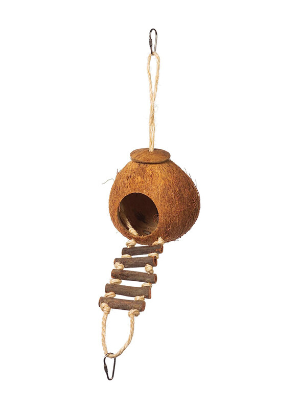 

Prevue Hendryx Naturals Coco Hideaway with Ladder Bird Toy, 62801, Brown