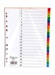 Deluxe PVC Colour Divider with Number, 1-20 Tab, 10-Piece, 46420, Multicolour