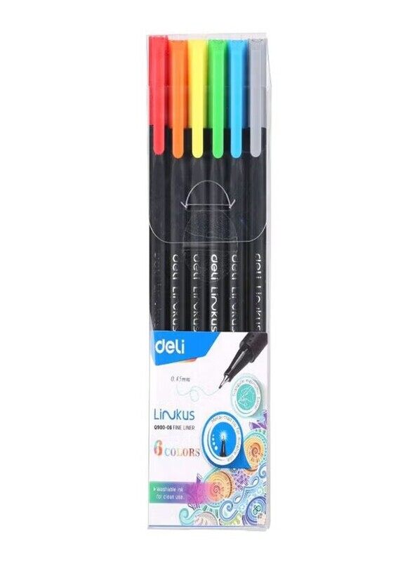 

Deli 6-Piece Fineline Pen Set, Multicolour