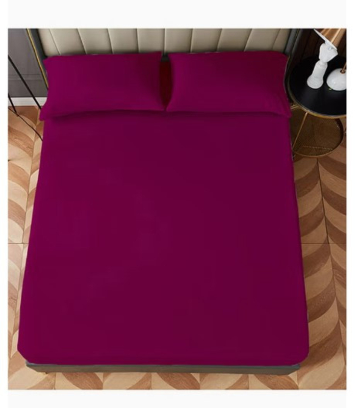 Aceir 3-Piece Microfiber Fitted Bedsheet Set, Queen, 150 x 200 + 30cm, Plum