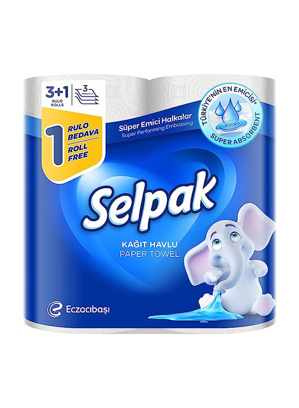 

SELPAK Paper Towel Tissue Kitchen Roll, 3 Ply x 4 Rolls