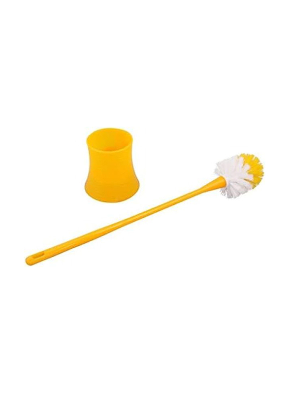 Classy Touch Toilet Brush with Holder, Yellow
