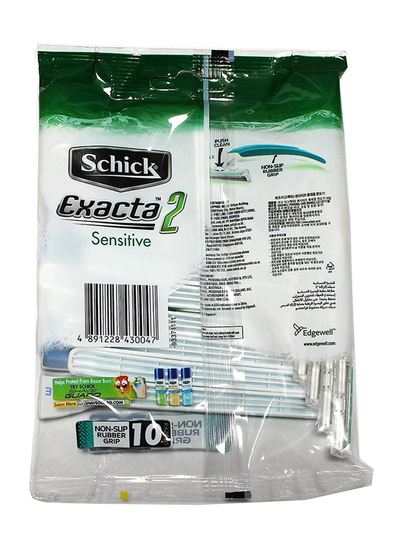 Schick Exacta2 Sensitive Twin Blade Disposable Razor, 10 Pieces