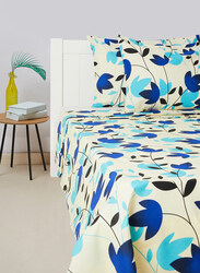Aceir 3-Piece 180 TC Premium Collection Printed Cotton Bedsheet Set, 1 Bedsheet + 2 Pillow Cases, Queen, Kimberly Orchard