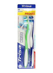 Trisa Perfect White Duo Toothbrush, Medium, 2 Pieces