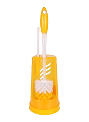 Classy Touch Plastic Toilet Brush with Holder Set, Yellow