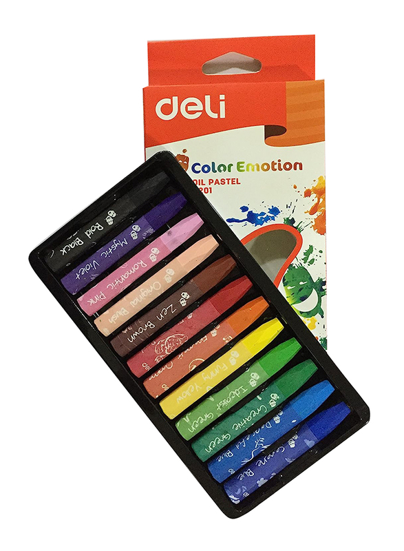 Deli 12 Piece Oil Pastel Color Set for Perfect Blending, Multicolor