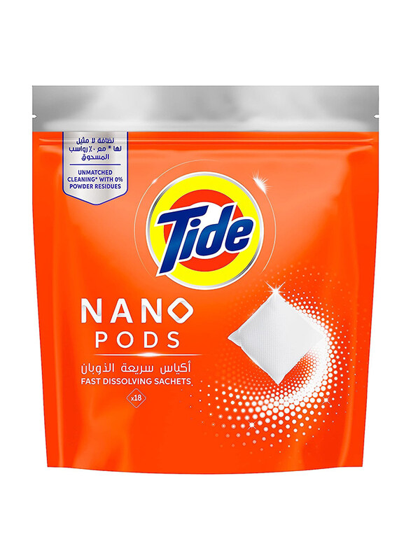 

Tide Nano Pods Fast Dissolving Sachets Stain-Free Clean Laundry, 18 Pods