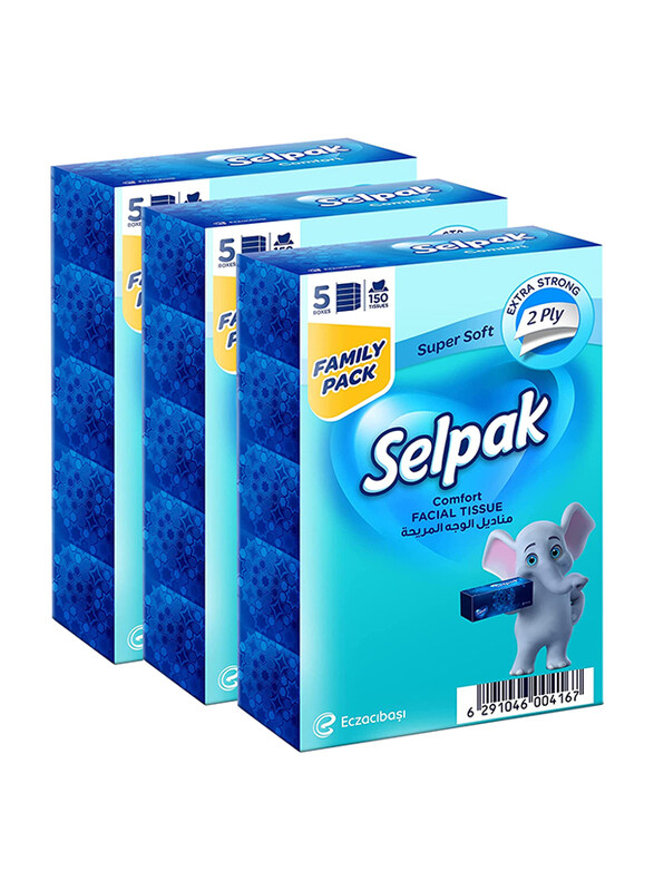 

Selpak 2-Ply Comfort Super Soft Facial Tissue, 15 x 150 Sheets