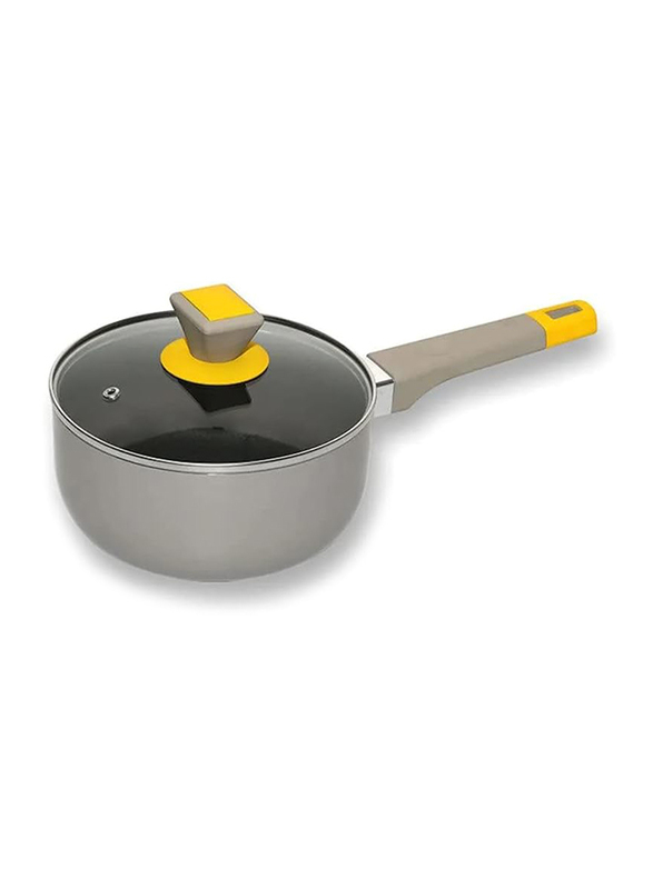 Classy Touch 18cm Non-Stick Sauce Pan With Glass Lid, 18x18x35 cm, Multicolour