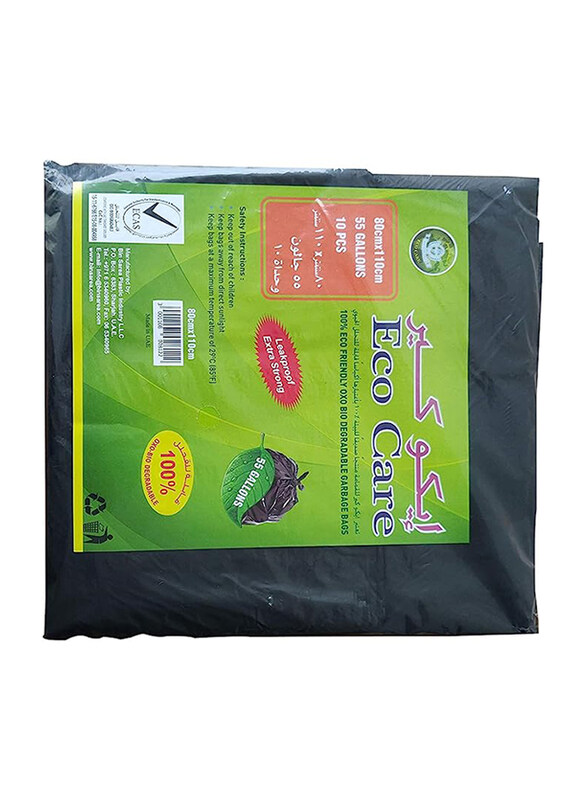 

Eco Care Black Garbage Bag, 55 Gallons, 10 Pieces