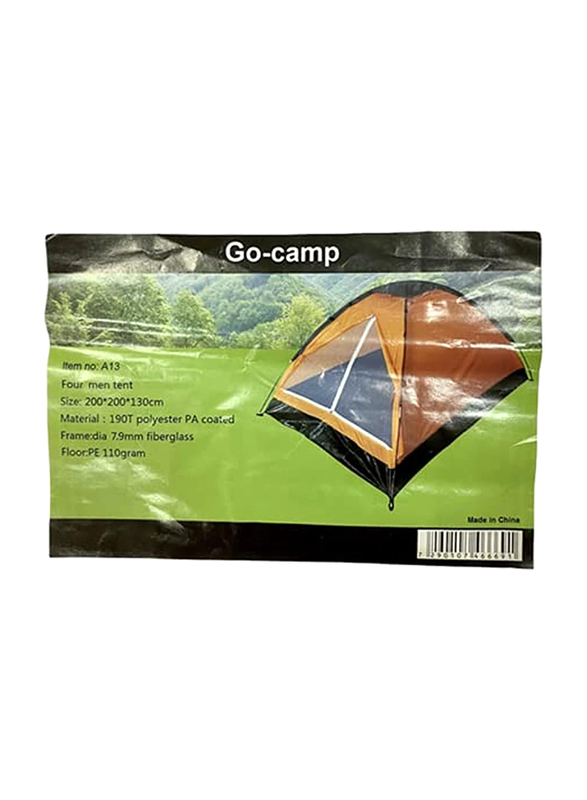 4 Men Tent, 200 x 200 x 130cm, Orange/Black