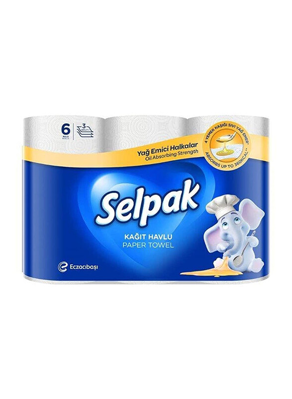 

Selpak 3-Ply Oil Absorber Kitchen Paper Towel, 6 x 70 Sheets