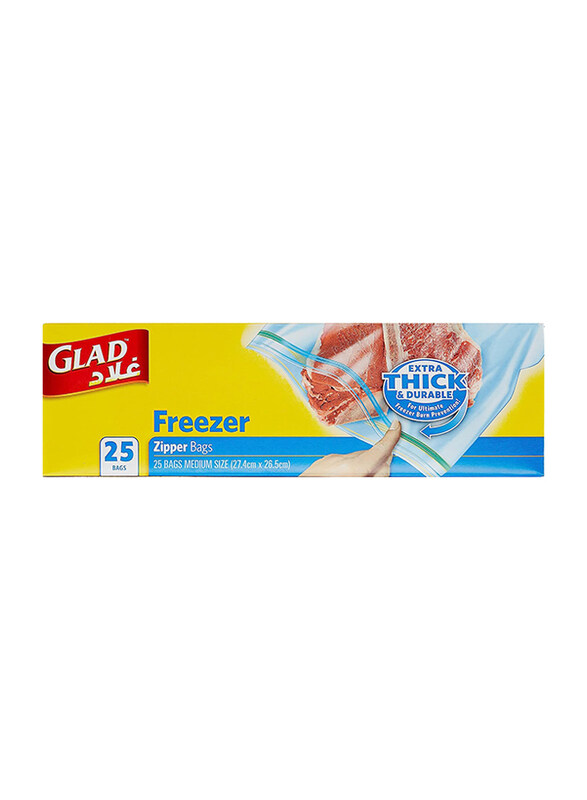 

Glad Zipper Freezer Bags, 27.4x26.5cm, 25 Bags